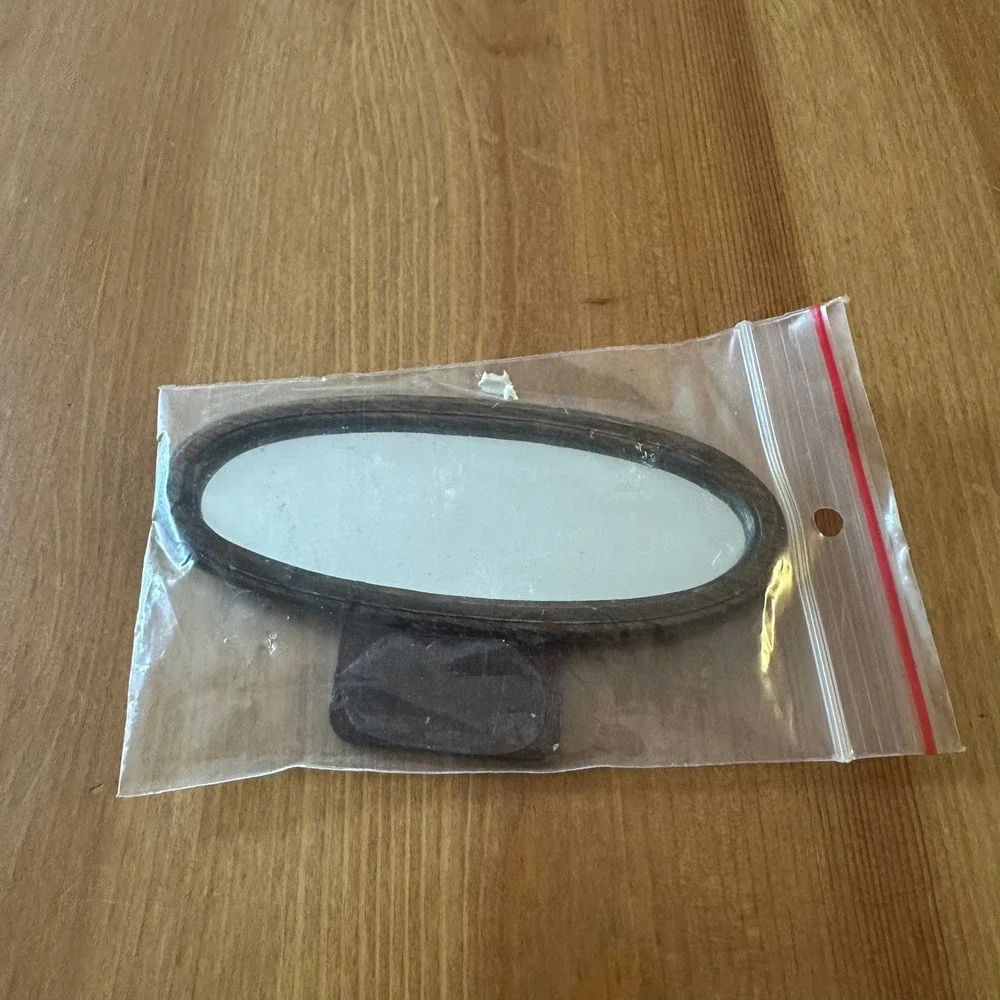 Vintage Dollhouse Oval Wall Mirror Miniature Furniture Dark Wood Plastic Frame